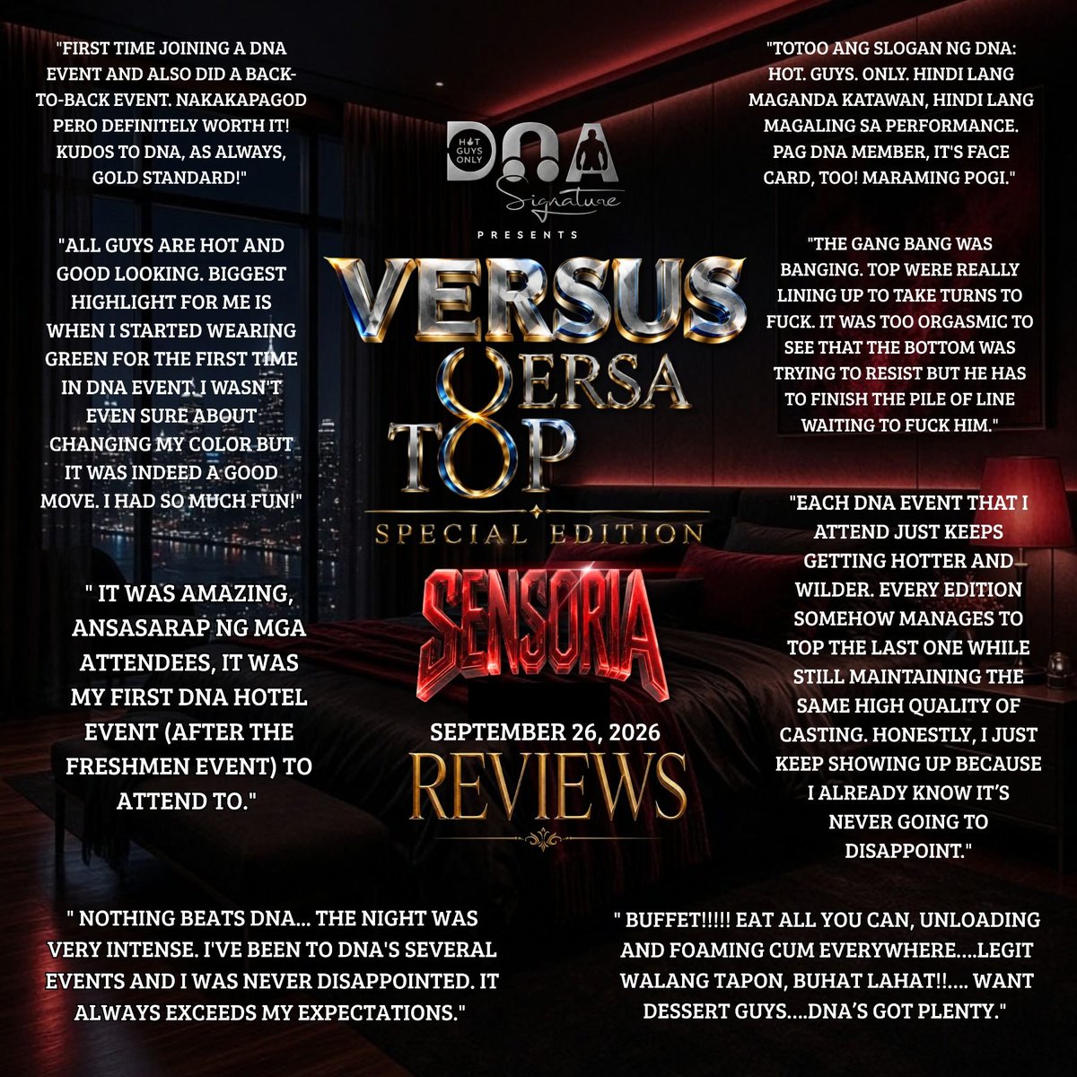 DNAPHOfficial's tweet photo. LAST NIGHT’S DOUBLE FEATURE WAS A SUCCESS.
Two events. One night. Another DNA milestone unlocked.

We delivered back-to-back experiences and received incredible feedback from our attendees — proof of the consistency, quality, and standard DNA continues to bring.

Not every group can execute what we do.

#TatakDNA #BeyondTheOrdinary
#Reviews
#Testimonials
#HotGuysOnly
