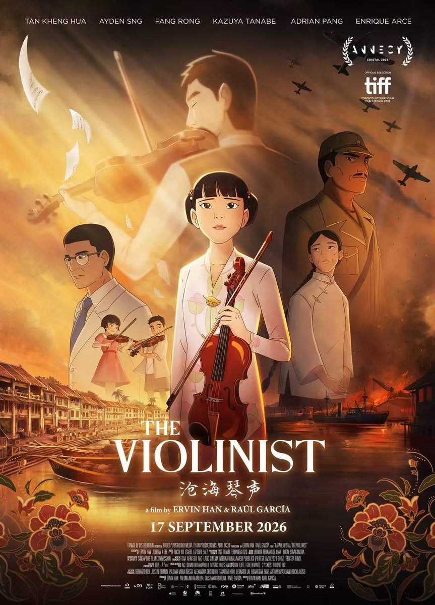 Megumi_mybox's tweet photo. シンガポール初の長編アニメ映画『The Violinist 』中国語タイトル｢沧海琴声｣ 

舞台は1930年イギリス植民地時代から始まり、戦前を含めた日本占領時代をメインに戦後から1980年代頃までを描いた物語。少年カイと少女フェイが出逢いペアバイオリン奏者となるもマレー戦争によって引き裂かれる運命→ https://t.co/7f9xVzvnTh