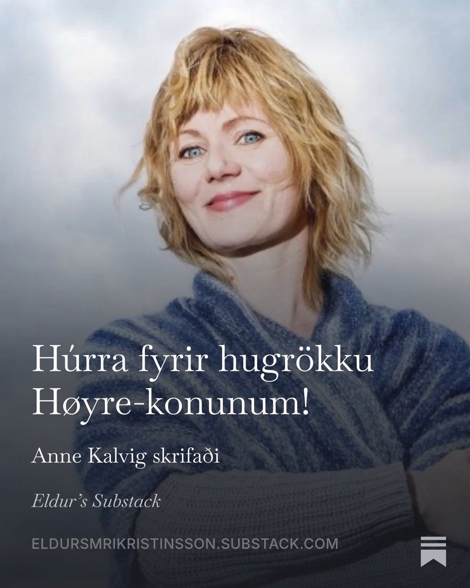 justgayice's tweet photo. Anne Kalvig skrifaði pistil 29. apríl 2025 um stöðu kvenna, lagalega vernd og áhrif kynvitundarhugmyndafræði í Noregi. Pistillinn hefur vakið sterk viðbrögð og sýnir vel hversu mikilvægt er að geta rætt viðkvæm og umdeild málefni án þess að fólk sé þaggað niður með stimplun eða útilokun.

Pistilinn birtist fyrst í staðarblaði í Stavanger en fékk einungis að vera í birtingu í tvær klukkustundir. 
Fjölmiðlanefnd  Noregs úrskurðaði í vikunni að pistillinn væri í andstæðu við siðareglur. 

Danska blaðið Berlinske endurbirti pistilinn til stuðnings tjáningarfrelsinu og til stuðnings opinberri umræðu. 
Ég hvet íslenska fjölmiðla til að gera slíkt hið sama. 

Ég birti pistilinn á Substack á íslensku til að leggja mitt af mörkum til tjáningarfrelsisins. Það á að vera hægt að kynna ólíkar skoðanir, spyrja gagnrýninna spurninga og taka þátt í opinberri umræðu án þess að óttast afleiðingarnar. Tjáningarfrelsi snýst ekki aðeins um réttinn til að tjá vinsamlegar eða vinsælar skoðanir, heldur einnig um réttinn til að heyra og ræða sjónarmið sem kunna að vekja óþægindi eða andstöðu.

Hlekkur í fyrsta þræði: