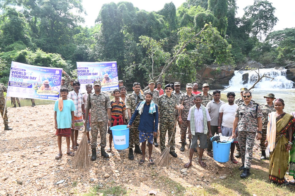 134_bn's tweet photo. Swachhata Hi Seva-2026 and World tourism day has been organized/celebrated by 134 Bn CRPF with local civilians on dated 27/09/2026 at Kaliaposh, Digha and Sagjori, W. Singhbhum, JKD
@crpfindia 
@HMOIndia 
@PIBHomeAffairs 
@PMOIndia 
@SwachhBharatGov 
@swachhbharat 
@MoHUA_India https://t.co/x5nSiM8EOg