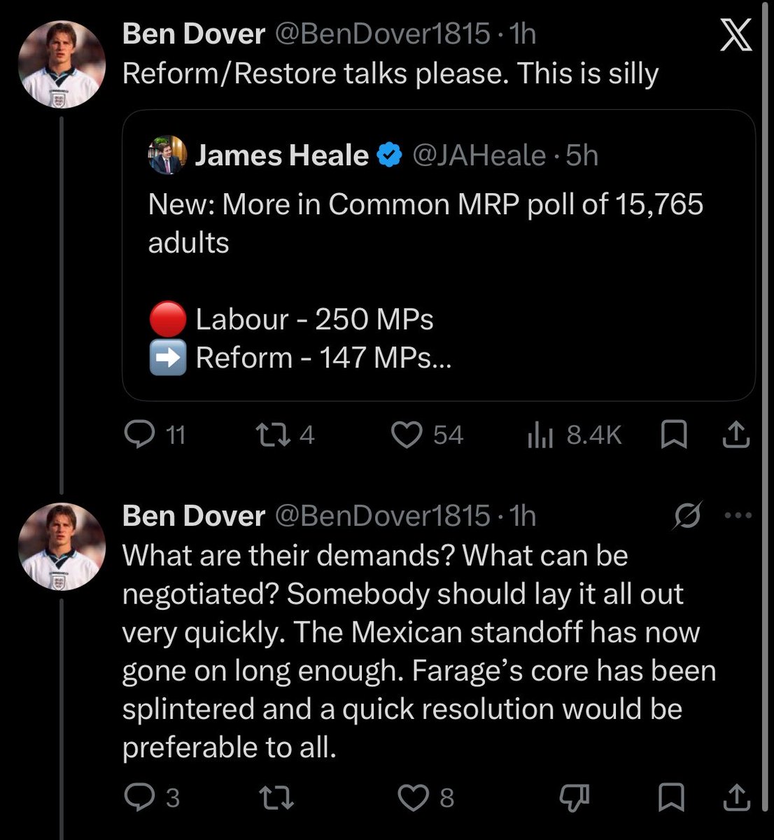 orm0nde's tweet photo. There can be no talks with a party whose shadow cabinet contains Robert Jenrick and Suella Braverman. 

Restore Britains position is that they should be in prison. https://t.co/aMTwjgT0yL