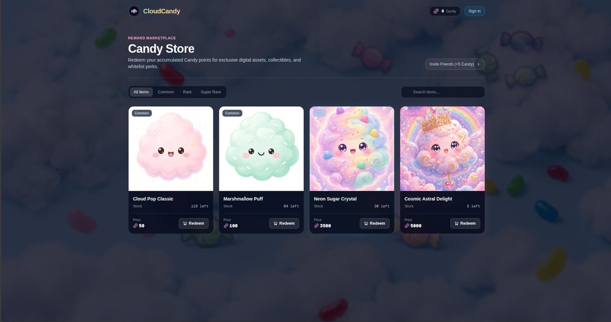 CloudCandyfun's tweet photo. Redeem your Candy for exclusive items now, limited spots available at https://t.co/Ji8DFAM5C7 https://t.co/9KwTTB391n