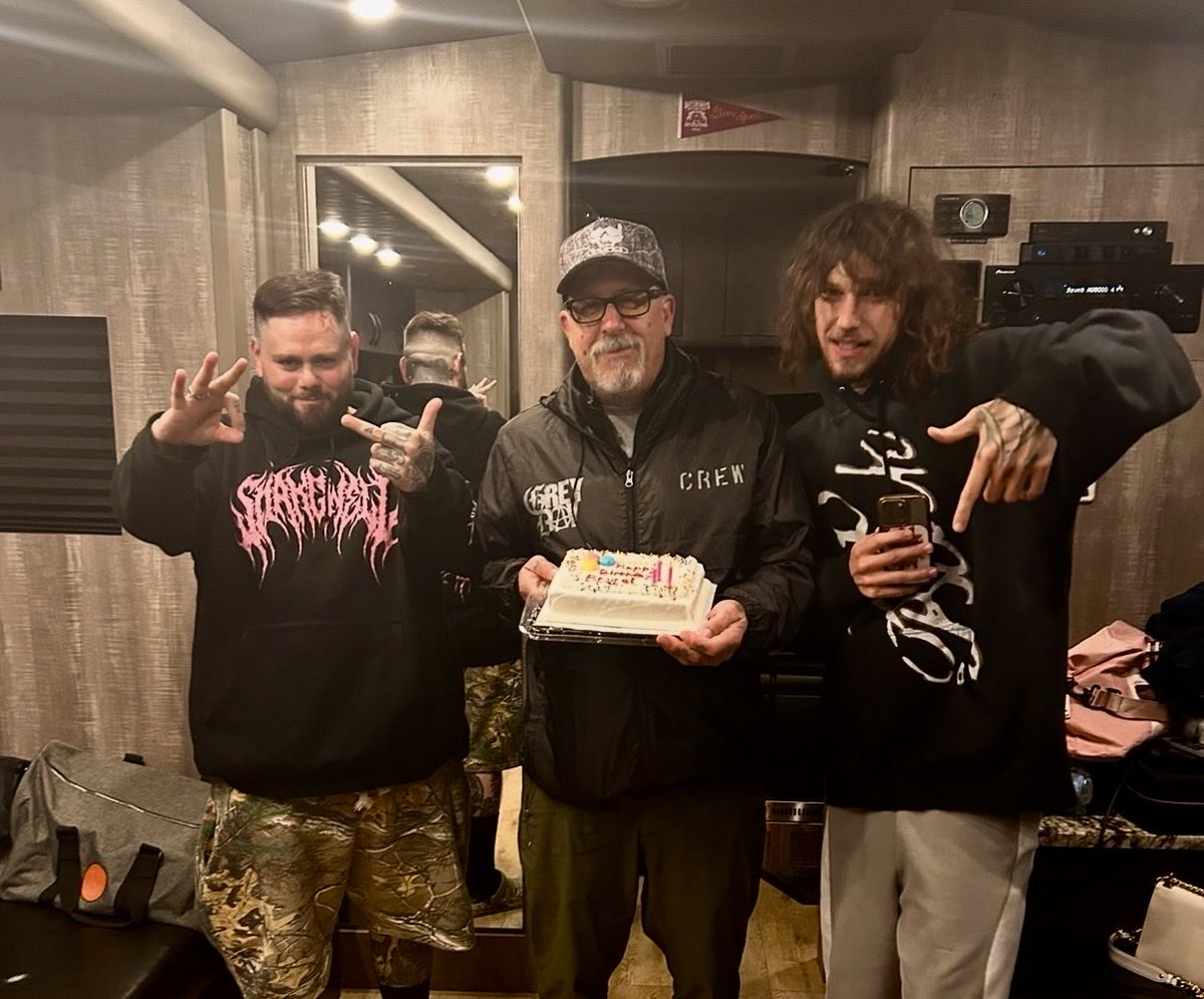 BruceLePage5's tweet photo. Came back for bus call and the guys on my bus had decorated my driver area and got me a cake. 
Shakewell and Slim Gucci are two of the nicest, most humble artists I’ve ever driven. Thank you to them and all the guys on the bus. It was a great surprise for my 60th birthday. https://t.co/jtd00iFlON