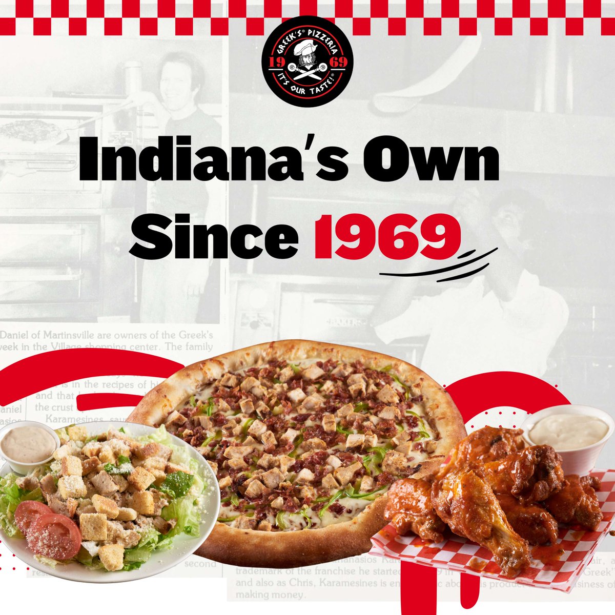 greekspizzeria's tweet photo. Born in Indiana. Built on flavor. Legendary since 1969. ❤️🍕
#GreeksPizzeria #IndianasOwn #LocalLegend #Since1969 #indiana https://t.co/Sv05IvbVdq