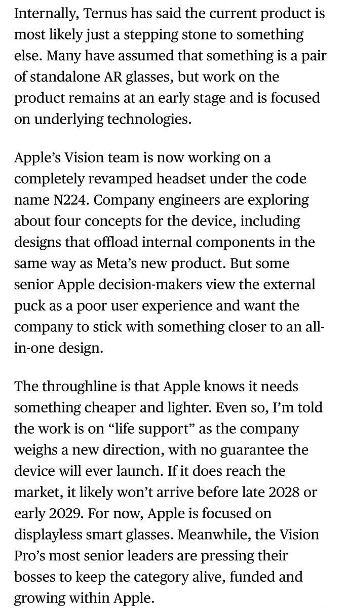 markgurman's tweet photo. Apple is weighing the future of the Vision Pro https://t.co/w0LFjcfJoh