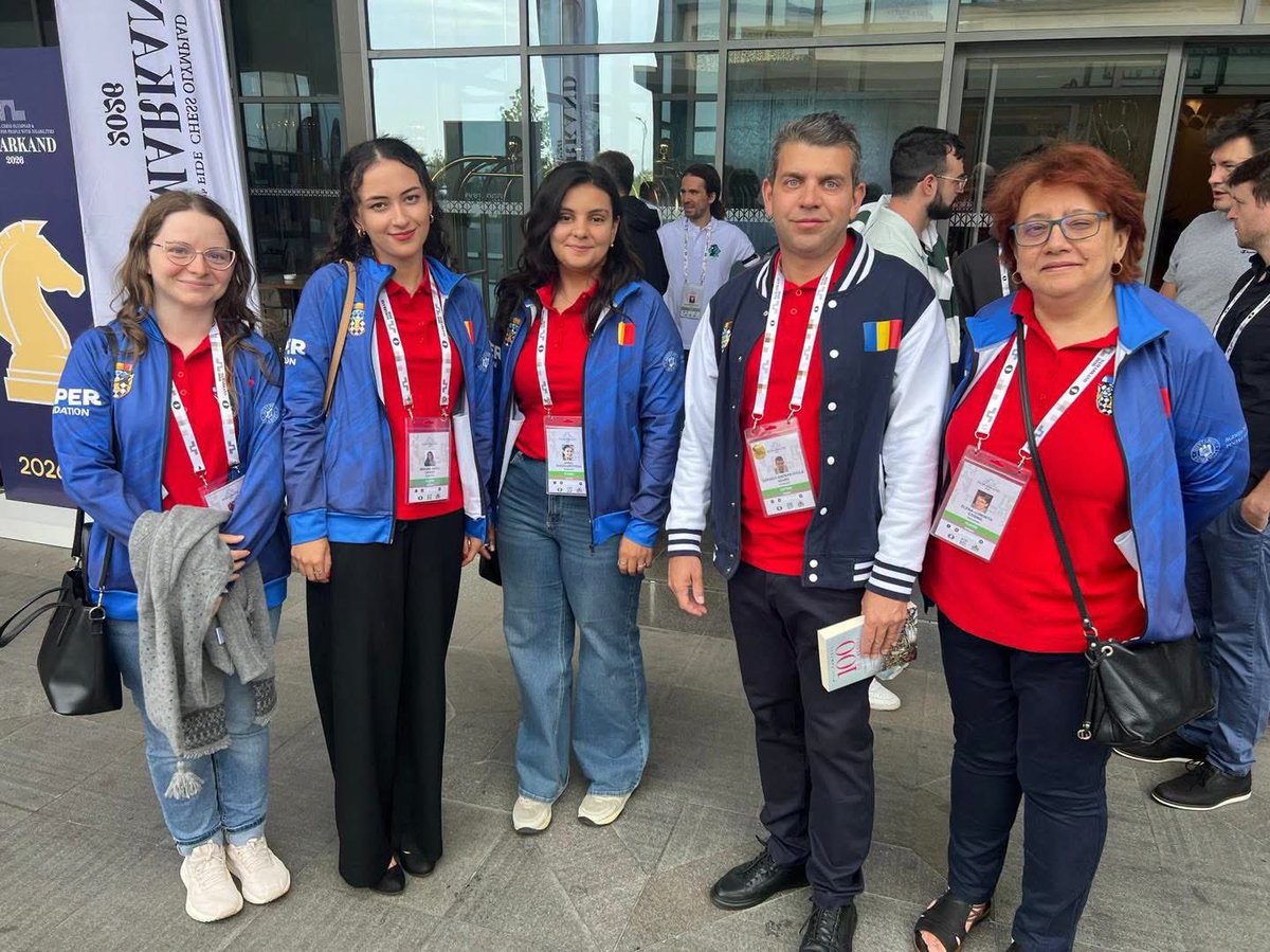 vladardeleanu's tweet photo. Chess Olympiad Samarkand 2026 is over. 🇷🇴 Romania finish 17th in both sections, 15 match points each:

Open: 17th of 206 (seeded 23rd)
Women: 17th of 189 (seeded 23rd), up from 28th in 2024

Deac 7½/11 and Cosma 7/9, both unbeaten. Thank you, team. https://t.co/8Oz3GFCabZ