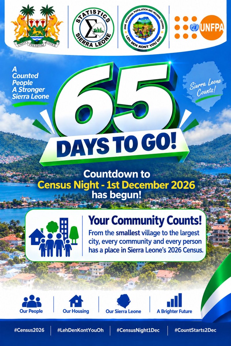 StatsSalone's tweet photo. 65 Days to Go! Your Community Counts https://t.co/TeSCCHVnnO
