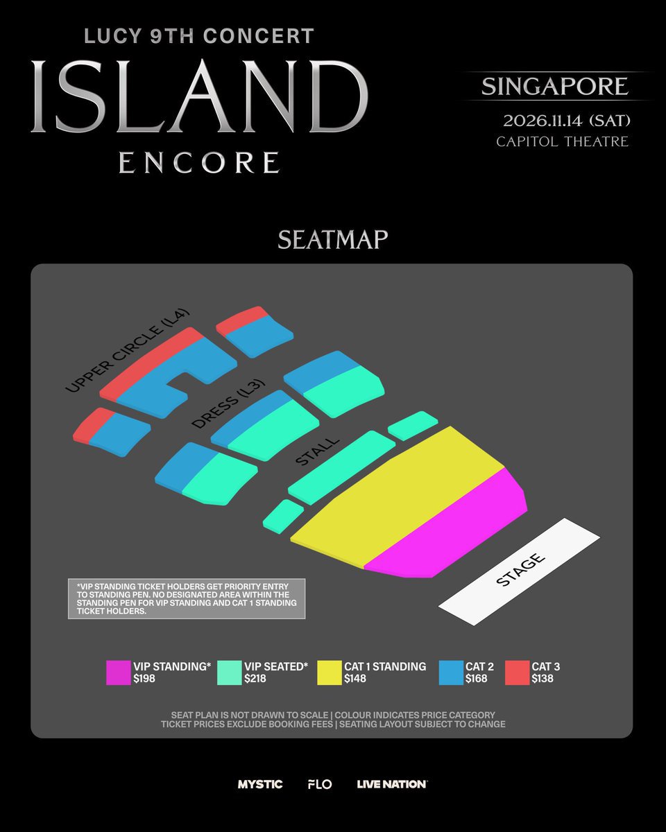 notindimension's tweet photo. チケットサービス 🎫
                  
2026 LUCY 9th CONCERT CONCERT 〈ISLAND〉 ENCORE in SINGAPORE

サービス料：1枠あたりRM40 / SGD13
チケットが確保できなかった場合は全額返金いたします

💌 ご予約はDMにて承ります

#ISLAND_IN_SINGAPORE #LUCYinSG https://t.co/D4RC3RoRyO
