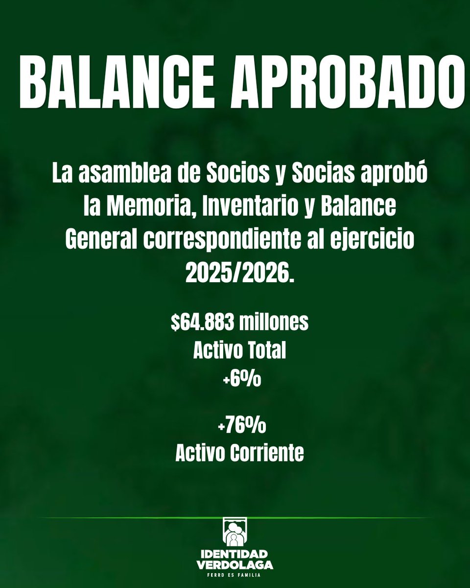 IdenVerdolaga's tweet photo. A LAS MENTIRAS LES RESPONDEMOS CON EL BALANCE APROBADO ✅💚

Hoy escribimos el futuro juntos.

#FerroNoSeDetiene 🚂
#IdentidadVerdolaga 💚 https://t.co/3BxDMPpiQc