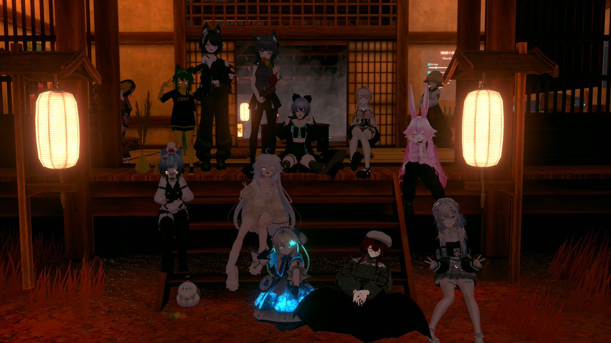 yuruttohouse's tweet photo. 第57回のイベントへのご参加、ありがとうございます！アフター企画「みんなのおすすめワールド巡り」では、気球の上に乗ったり、風の吹き抜ける草原、秋の温泉で盛り上がりました！ 次回開催は10/10(土)になります♪ #ゆるっとハウス #VRChatイベント↓イベントの様子はこちら↓📷 https://t.co/HnUvQfzZUT