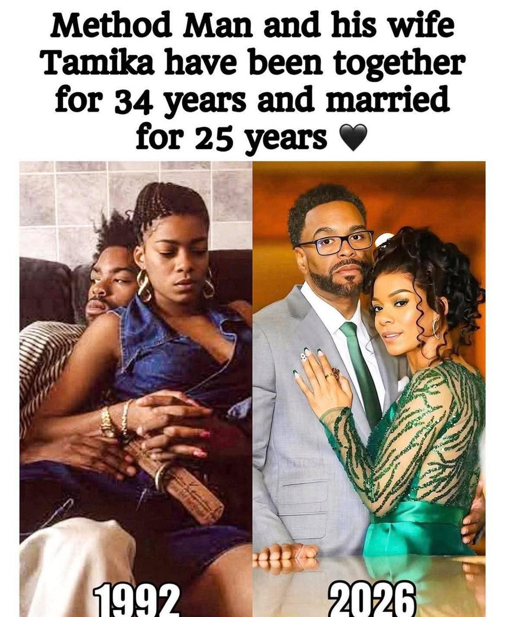 Toya3334L's tweet photo. Method Man (Clifford Smith Jr.) and his wife, Tamika Smith, have been married for 25 years, officially becoming a union in 2001. The couple first met and began dating in the 1990s, marking over three decades together in total. #AfrocentricFilmsCollaborative https://t.co/YZqhVYrDt3