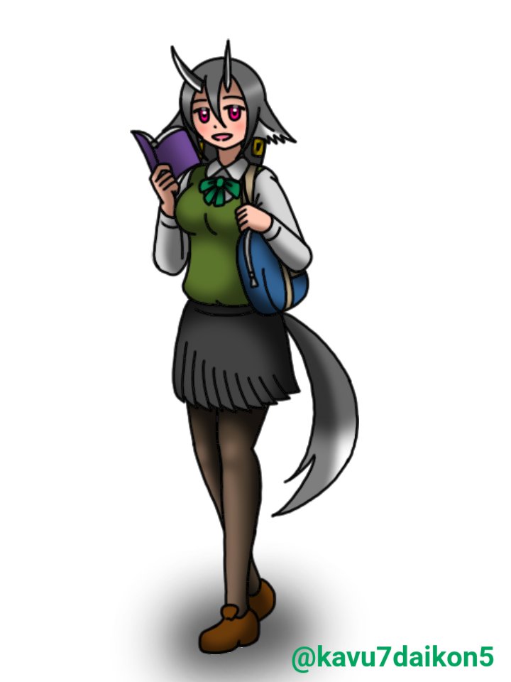 kabu7daikon5's tweet photo. 手始めにアゴンガ(@AgongaAka )さんからのお題で制服姿のうちの子トウナを描いてみました✍️
もう秋なので、涼しさと暖かさを兼ね備えたニットベストにしてみました🍁 https://t.co/tExSgsktZt
