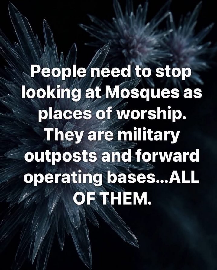 mickitiki's tweet photo. Mosques are training centers for jihadist terrorist. https://t.co/cxy2hlAsqJ