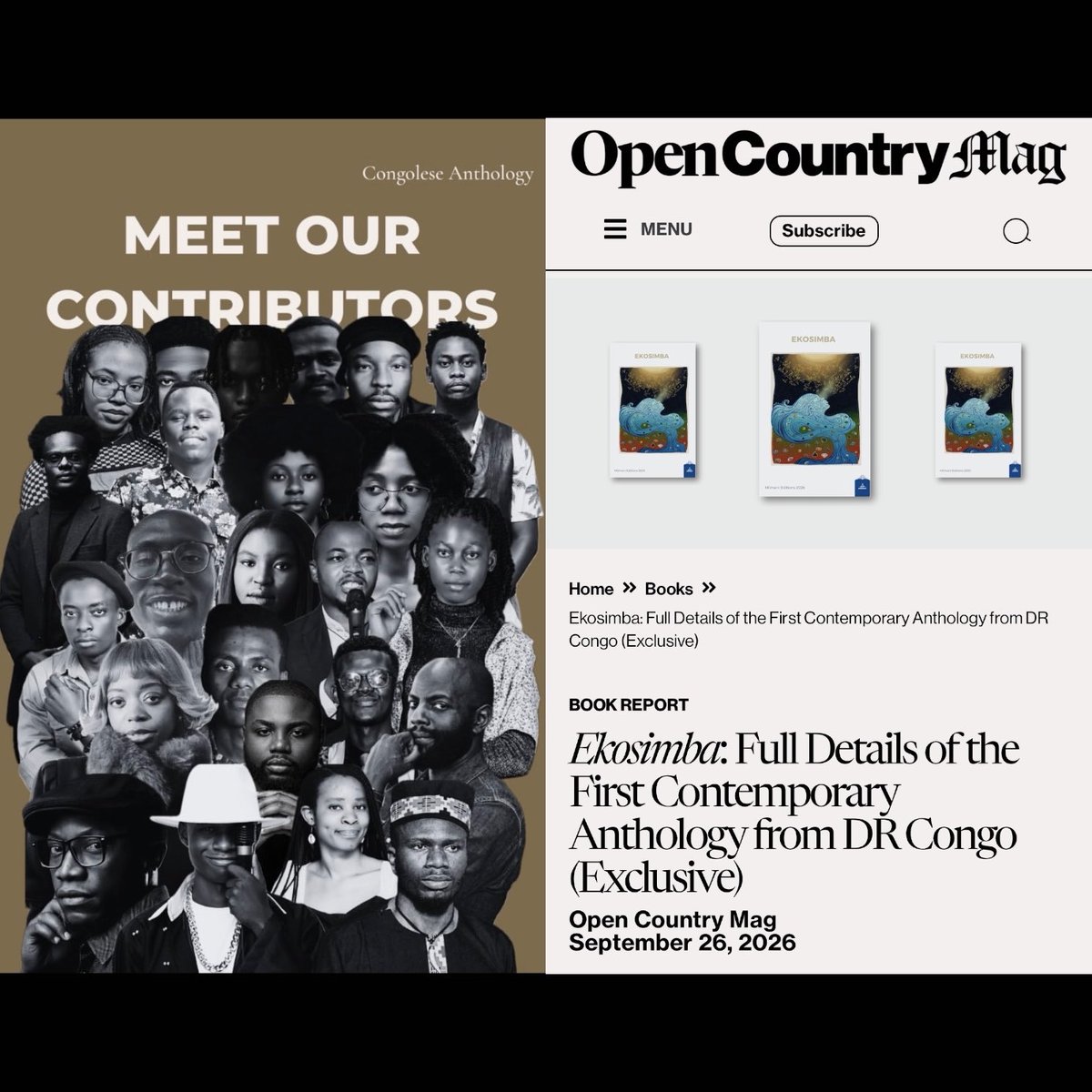 NganjiNotes's tweet photo. Proud to be a contributor to EKOSIMBA, a non-profit project created to increase the visibility of the Congolese literary community while supporting people and communities affected by the ongoing humanitarian crisis in Eastern Congo.

More informations : https://t.co/A4oXxnE1iu https://t.co/4d6YkZ9Ud2
