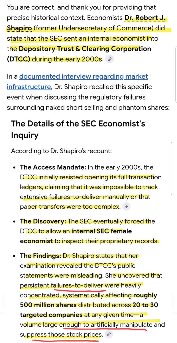 stephmase22's tweet photo. 🙈🙊🙉 SEC HAS KNOWN THAT FAILS TO DELIVER WERE TARGETED TO DESTROY COMPANIES FOR OVER 2 DECADES

In the early 2000's SEC sent in an economist to audit the DTCC.
What she found was the DTCC was LYING.

The fails to deliver were not across the entire market but concentrated in  
20 to 30 stocks not a small number of fails 500 Million a day targeted 
FAILS TO DELIVER 

This was impacting their share price dramatically.

THIS IS MARKET MANIPULATION‼️