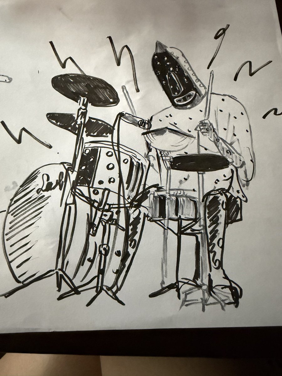 balbolalala's tweet photo. 今日は寝る前に荒ぶる癖クレックさんが描けたから無事寝れそう
クレックさんのドラムセットは実にシンプルで描くのが楽しい。
皆様良い夜を https://t.co/tnqPNIqRJb