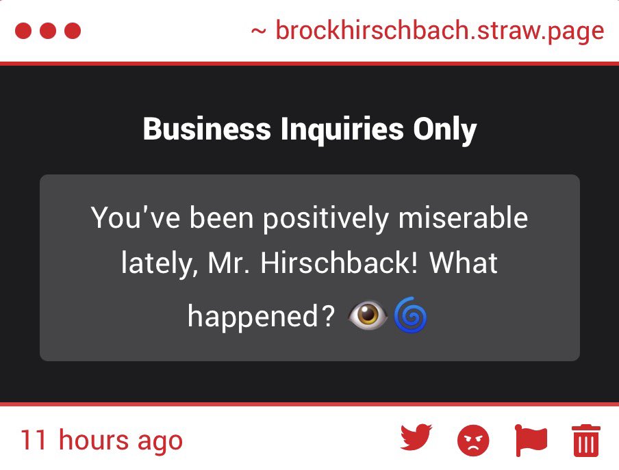 CEOhirschbach's tweet photo. I’ve been perfectly fine lately. Mind your manners. https://t.co/Q1EblztRDd