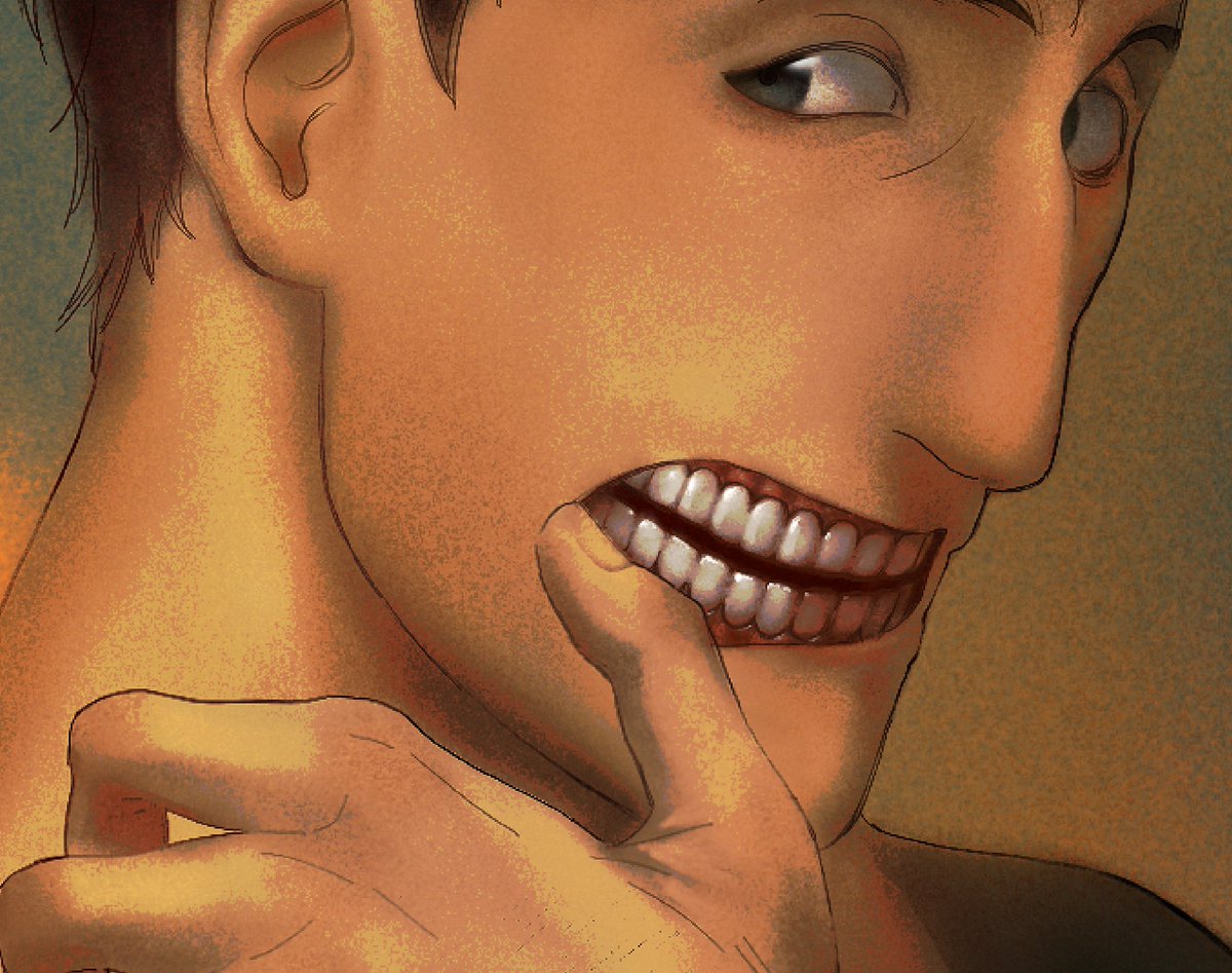 9eee111's tweet photo. how do i alienate the alien even more. Bertholdt gets a mouthful of those homodont titan incisors #aot #bertholdthoover https://t.co/SDPZOTWfDR