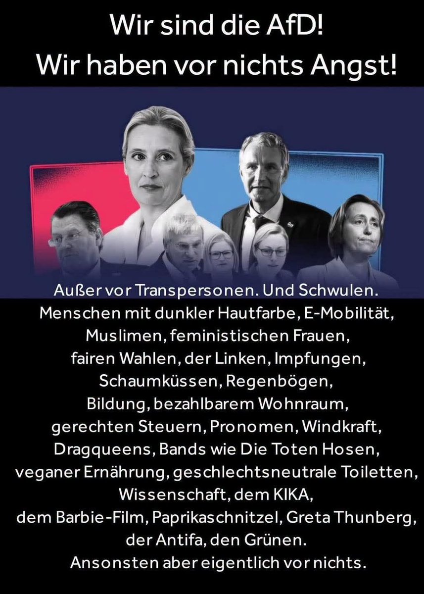 Suzimiya's tweet photo. SATYR #Fb ·
Sind schon ziemliche #Hosenscheißer die #Antidemokratenpartei aus 🇩🇪, die weder demokratietauglichen noch staatstragenden, ekelhAfDen, gelebten, geistigen Insolvenzler von der #AfD, #Freundinnen und #Freunde der 🌞 nur damit wirs aus #Heimatliebe, #Tradition und #... https://t.co/KlfWlvzQ7L