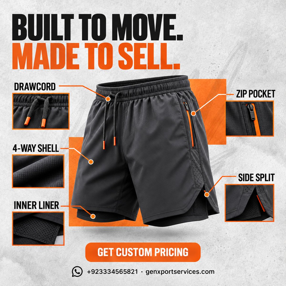 genxport's tweet photo. The 5-inch training short: small details matter.

Liner, gusset, zip pockets, side splits, and drawcords all shape the final fit and feel.

2-in-1 compression liner or classic unlined—which does your brand prefer?

#TrainingShorts #MensActivewear #PerformanceWear https://t.co/dMSZM3pkNF