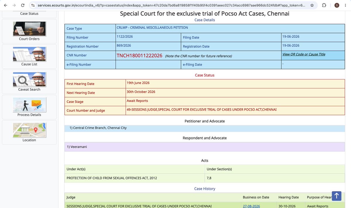 PWilsonDMK's tweet photo. Hon' ble @CMOTamilnadu Vijay,
Please speak up and clarify. Now, let us set the record straight on the Gem Granite Veeramani POCSO case.
You became CM in May 2026. 
Though the final report is dated 19.2.2026, the court received it on 20.2.2026 with receipt number 411; however, the POCSO court did not take it on file for verification and cognisance until 19.6.2026. 
My question is: did your Chief Secretary, Home Secretary, DGP, State Intelligence, and COP Chennai discuss this case with you after you assumed charge as CM? 
 On 19.6.2026, or before then, why did you(your government) not attempt (silence can also be taken as consent) to persuade the court to return the police report and seek an order for further investigation? 
Did your government decide to persuade the POCSO judge to accept the 19.2.2026 police report?  
However, the fact remains that on 19.6.2026, the POCSO court did not heed your government's persuasion to accept that report. 
Now, when the POCSO court directed further investigation, Veeramani (A 1) was not arrested immediately.
Furthermore, your government took time, and the case was adjourned from 19-06-2026 to 20-07-2026, 03-08-2026, 27-08-2026, and finally to 30-10-2026 to file reports.
Veeramani (A 1) was arrested only on  28.8.2026! 
Why the three- month delay in arresting A 1 or taking action against him?
Why did you take three months to form the Special Investigation Team (SIT) to investigate the case effectively on 24.9.2026, when the court ordered further investigation on 19.6.2026 itself?
Why all the drama and spectacle in public? 
No politics of diversion for offences of such serious nature, CM sir. 
Let's ensure the victims receive justice, and their identities are protected!
CM sir…. Scratch your back first! Not your predecessor!
@mkstalin @Udhaystalin @arivalayam @DMKITwing @dmk_youthwing