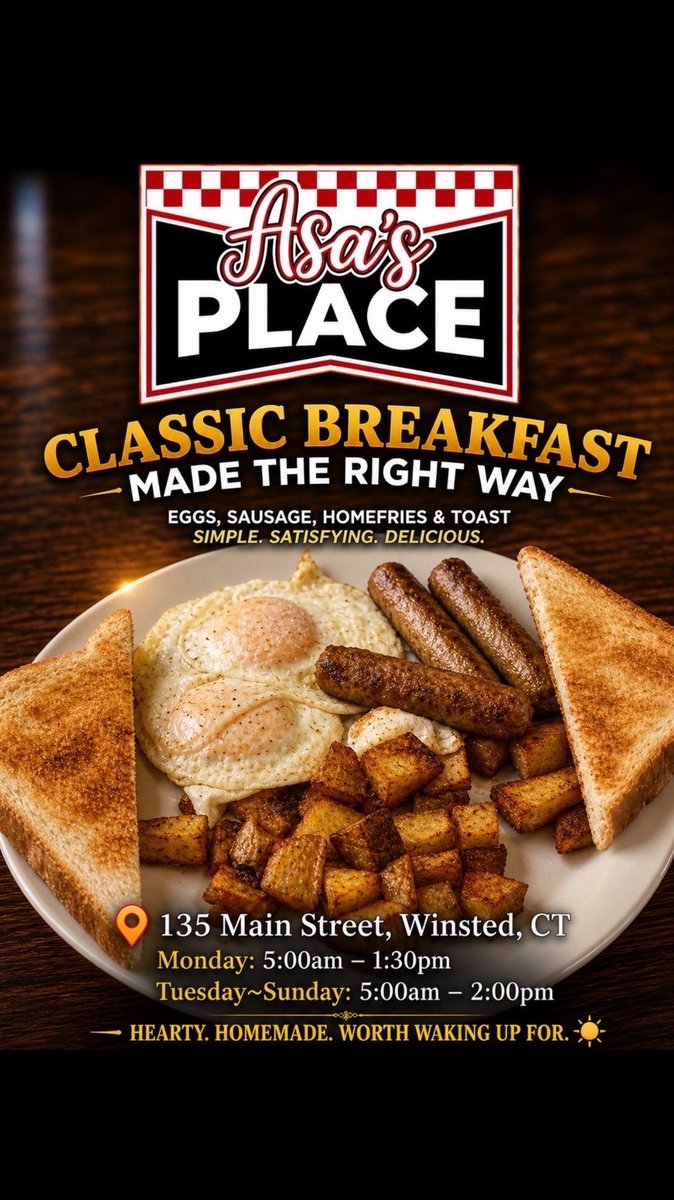 AsasPlace's tweet photo. #placetoeat #lunch #winsted #breakfast #litchfieldcounty https://t.co/OaEpJmY10i