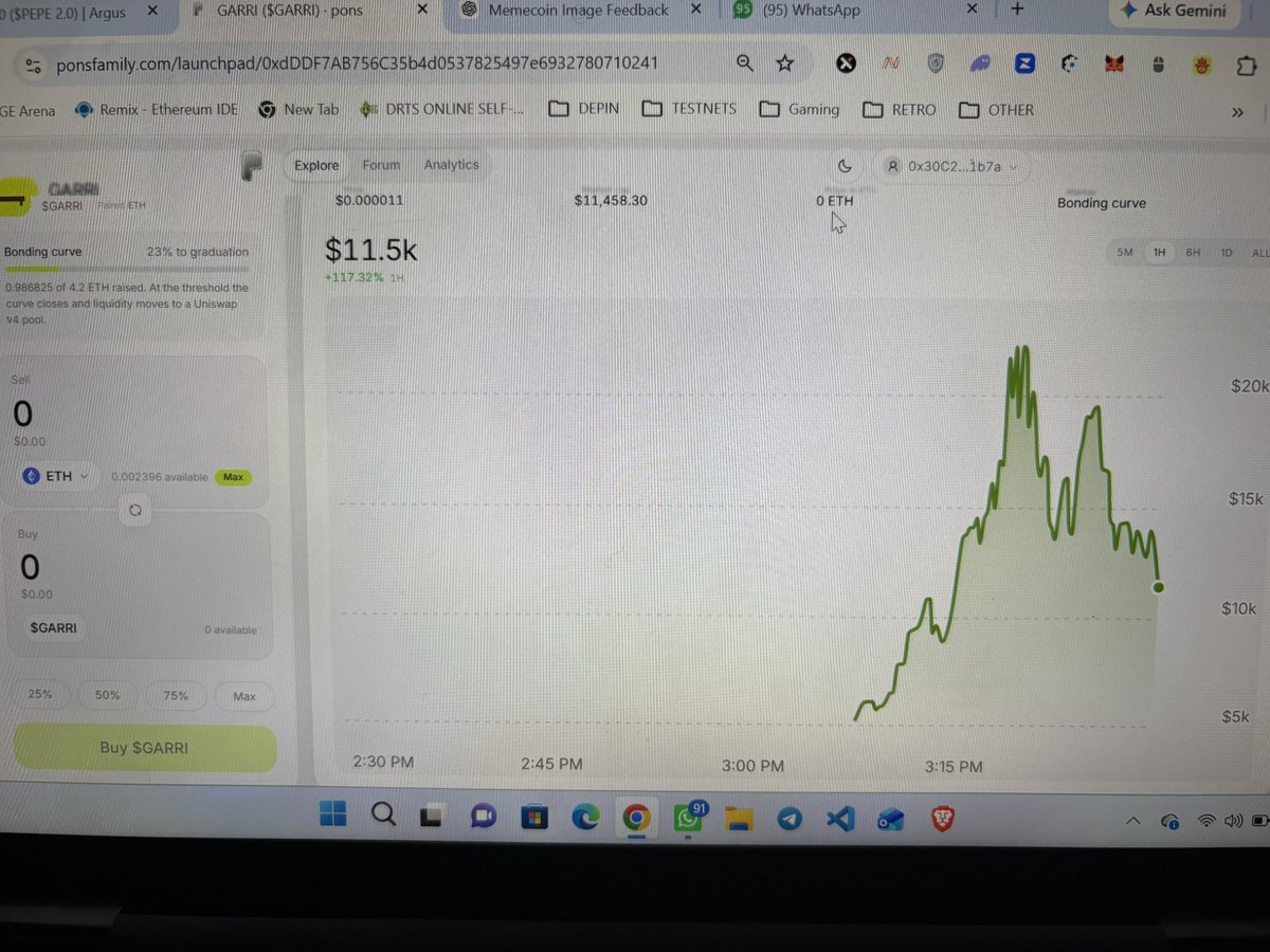 degenBRO__'s tweet photo. $GARRI moved from $3k to $20k

I hold 0% of the supply 
Over $1k fees will be distributed 

I love yall forever ❤️🦅 https://t.co/MRdne6LBmw