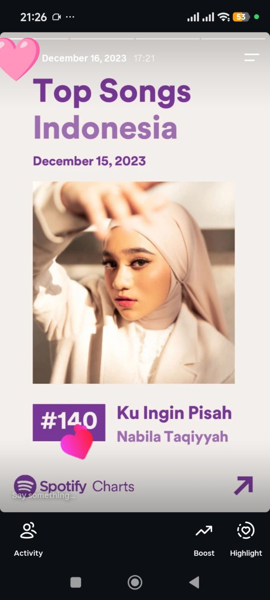 akuhanyaaku24's tweet photo. pas tau TSH masuk dan langsung ke 163 keinget kisah yg dulu aku ikut ngehype jugaaa. sampe buka akun fangirl buat ngecek😅 dulu kisah posisi pertama di 140 streams 165k+ 

sekarang TSH pertama di 163 streams 202k+ 
ada harapan besar disini🥹🔥 https://t.co/pL9eMl83nM