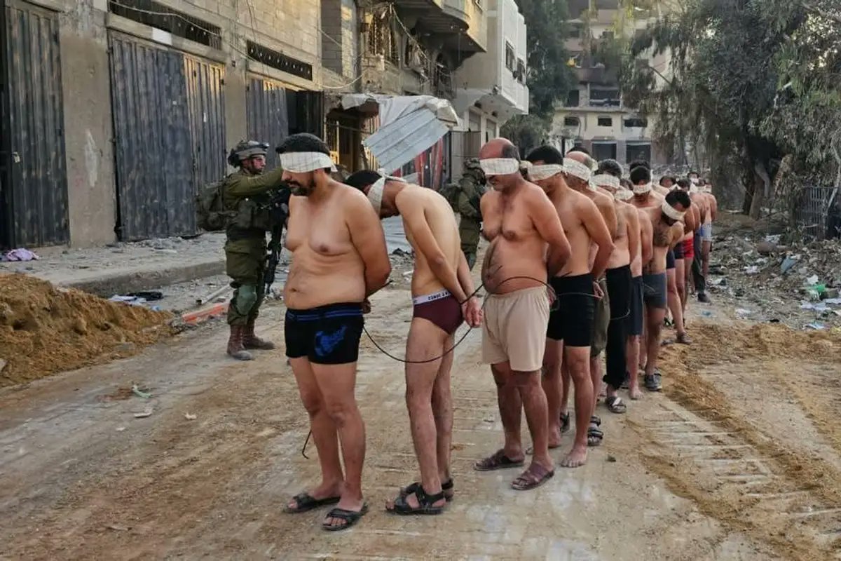 AntSpeaks's tweet photo. On the left, you have an image of Gazan militants captured by the IDF and stripped of most of their clothing.

On the right is an image from the RAF Fairford incident, where several terrorists are detained by UK counter-terrorism forces, and, as you can see, they are also stripped of their clothing.

This is STANDARD PROCEDURE when dealing with detainees who may be carrying explosives or devices that could trigger an explosive.

And yet, when the former made the news, media outlets described the IDF’s actions as “inhumane” and “torture,” and used wording such as “parading naked Gazans around.”

This is why it helps to be educated on these subjects, in order to understand the difference between reporting facts and pushing a narrative intended to smear.