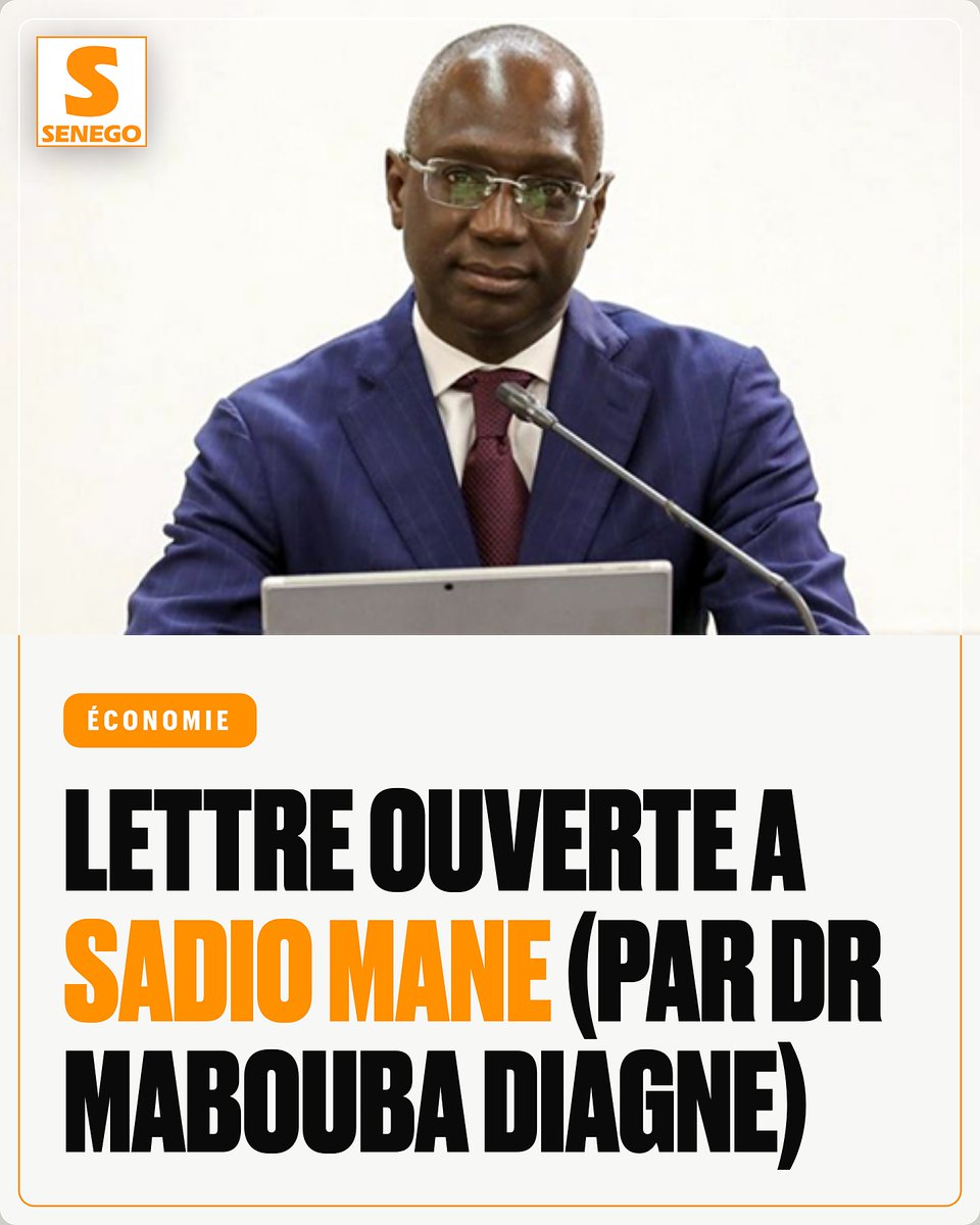 senego's tweet photo. Dans cette lettre, Dr Mabouba Diagne salue l’engagement de Sadio Mané et lui propose un appui consultatif pour renforcer son projet agro-industriel. Il insiste sur le rôle clé de l’expertise, du suivi et de la connaissance du terrain. https://t.co/Gl1vi17OcB