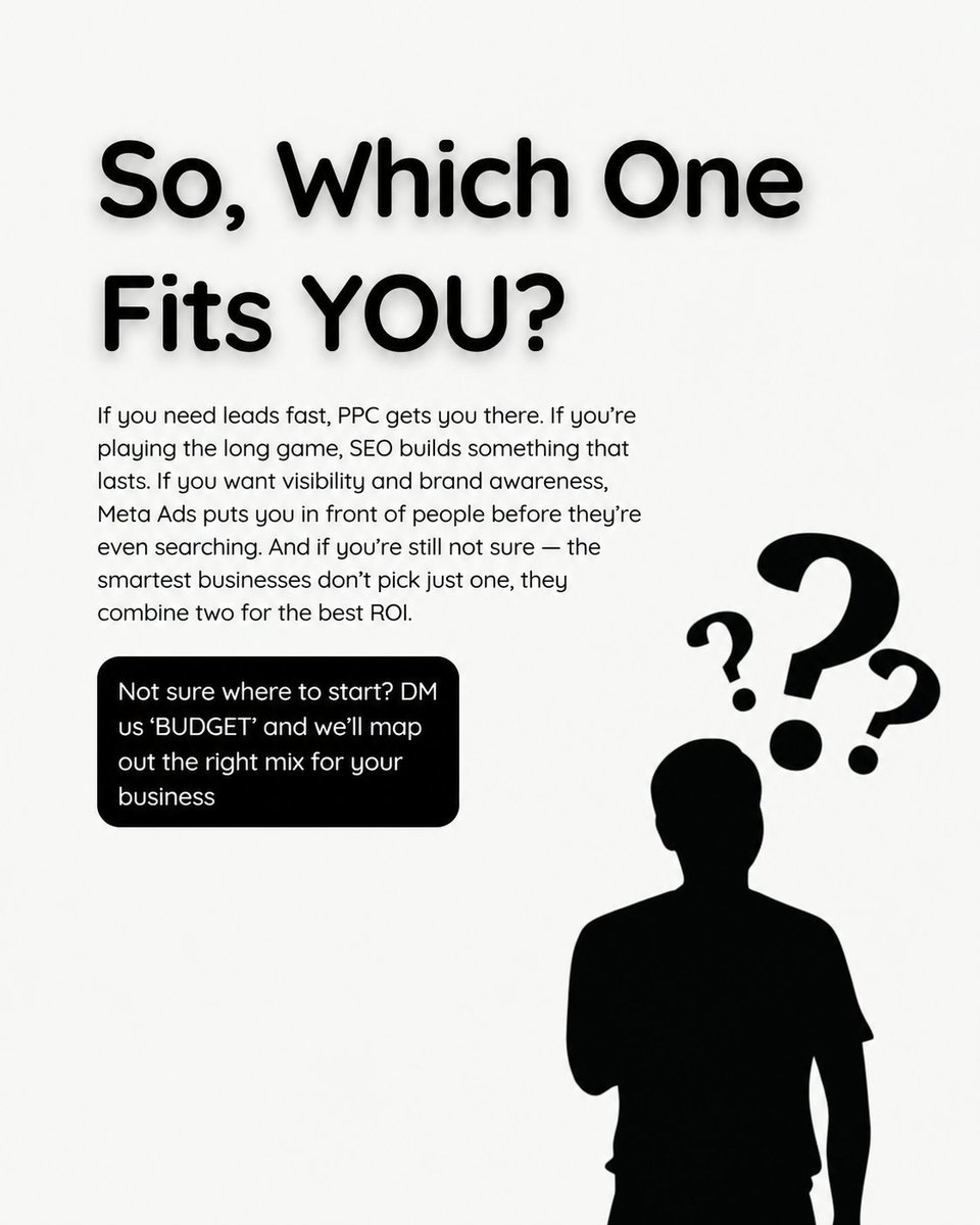 qmdigitall's tweet photo. Still not sure where to start? Drop a comment or DM us "BUDGET" and we'll help you figure out the right strategy for your business. 👇

#digitalmarketing #smallbusinessmarketing #marketingtips #marketingagency  #ppcmarketing #seotips #metaads #googleads #facebookads https://t.co/7OKerbmugs