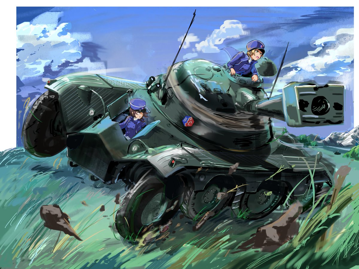 tikasame325's tweet photo. 仏装輪装甲車EBR（BC自���学園）
「今乗ってるのって、いいの？戦後車両じゃ……」
「黙れ！！これはEBRではなくAM40P Ver.EXだ、レギュレーション違反じゃない！あと、左側面に敵機！」
「そんな無茶な…」
※ AM40PとはEBRの試作車両で1939年試作機完成
#ガルパン ＃BC自由学園 #garupan #パナールEBR https://t.co/7ykX1ZBDzB