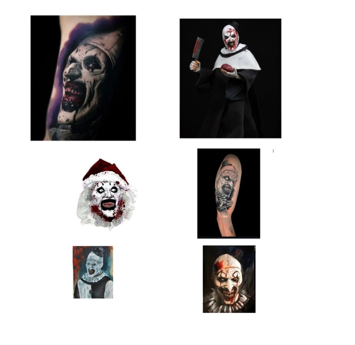 ArttheClownart's tweet photo. 666 POSTS OF TERROR 🩸🤡

666 posts down on IG &amp; still Terrifier-ing you! 6 features from fan art to custom toys! 🤡

Featured creators:

@bilivegas @tattooafterlife @vito_art__ @panic_room_toys @annaliushuchen @inkbysmink @holytrinitytattoos @catch_art_ua

#arttheclown 
#fanart https://t.co/4fms6q9dPD