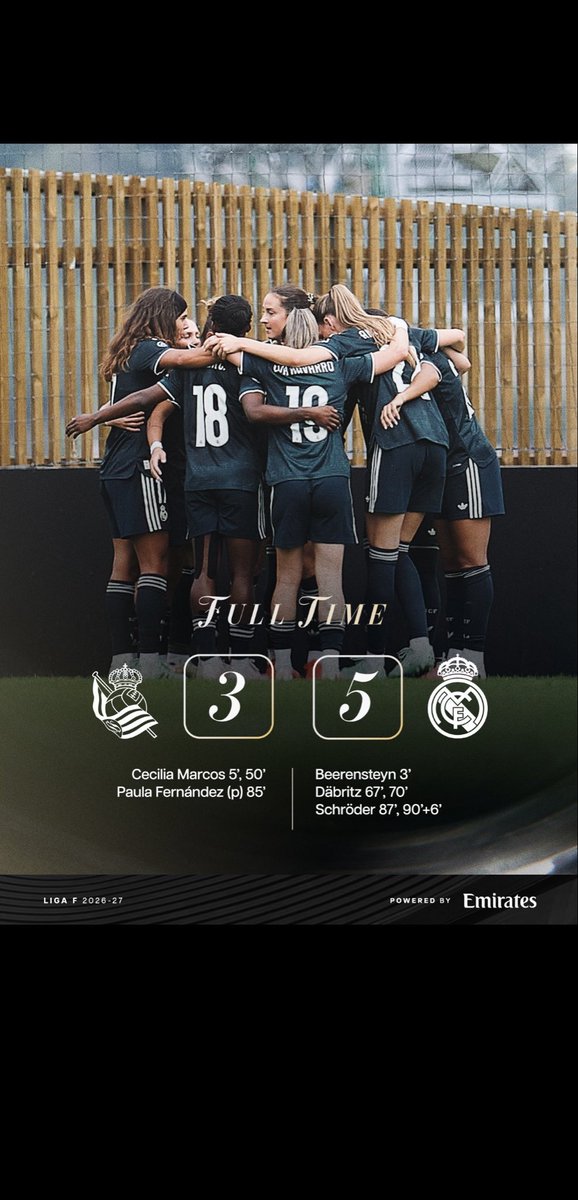 AmigosRM_Marace's tweet photo. Resultado Primera División Femenina:

Real Sociedad 3-5 Real Madrid 

Hala Madrid https://t.co/6fp1mP18Gy