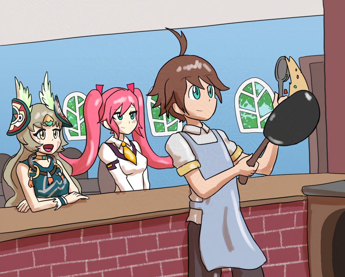 NotMythkaz's tweet photo. It's no secret I love World Flipper and it's characters, but most of the time I draw them are on a horny drawing :V
Wanted to draw something a bit more wholesome for a change, so here is Alk cooking for Shywe and Reticia.
Enjoy!
#WorldFlipper #ワーフリ #ワーフリファンアート https://t.co/E786TL0hPt