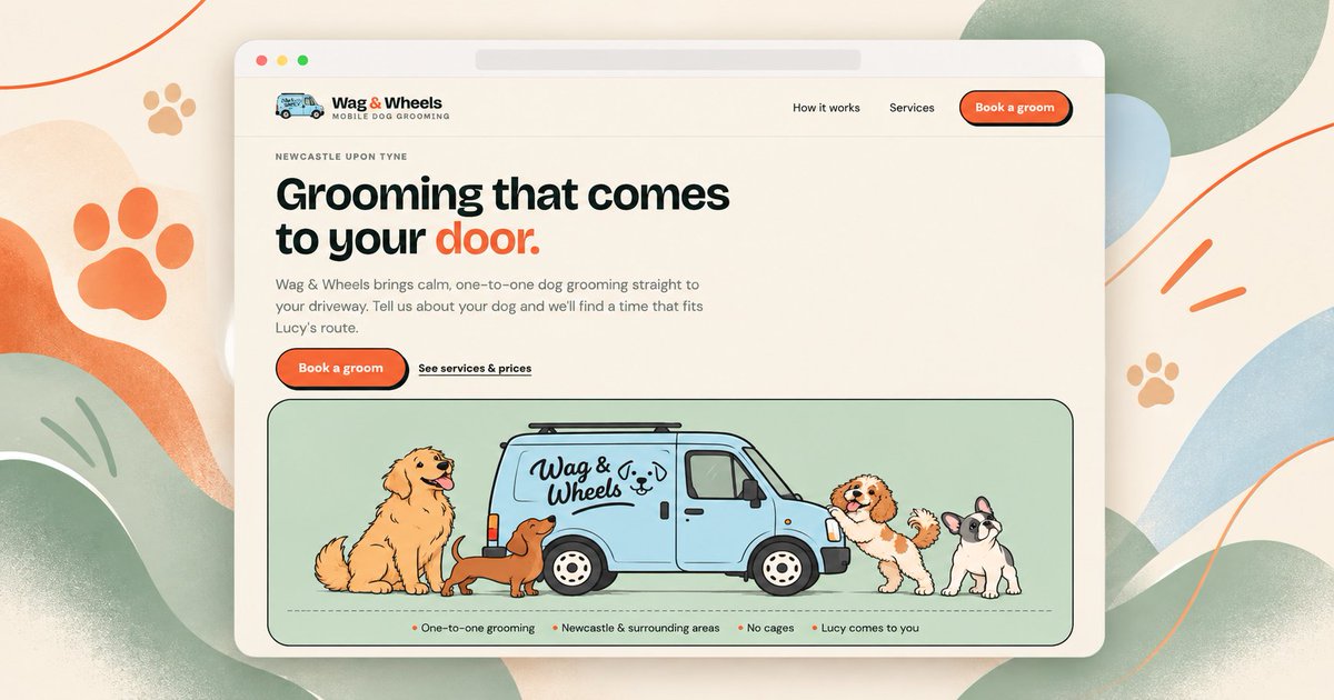 kierondonoghue's tweet photo. Built Wag & Wheels for the @Lovable challenge
Customers can book, pay a deposit & get confirmed without any WhatsApp back-and-forth.
The twist: appointment times are suggested around Lucyβs existing grooming route, not an empty diary.
https://t.co/ijmf4RB4Wq
#lovablechallenge https://t.co/Lpi0JlHdo4