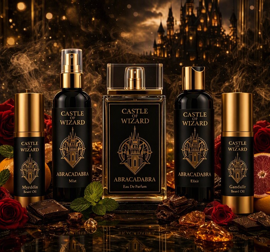 CastleOfWizard's tweet photo. All Five Artefacts of the Castle Ritual
The Arcane Collection unites every creation within the Castle of Wizard — a complete assembly of elixir, beard oils, fragrance and mist crafted to shape the full aura of the modern wizard. 
https://t.co/8ct9AsnWNP https://t.co/WnWVNJJU5U