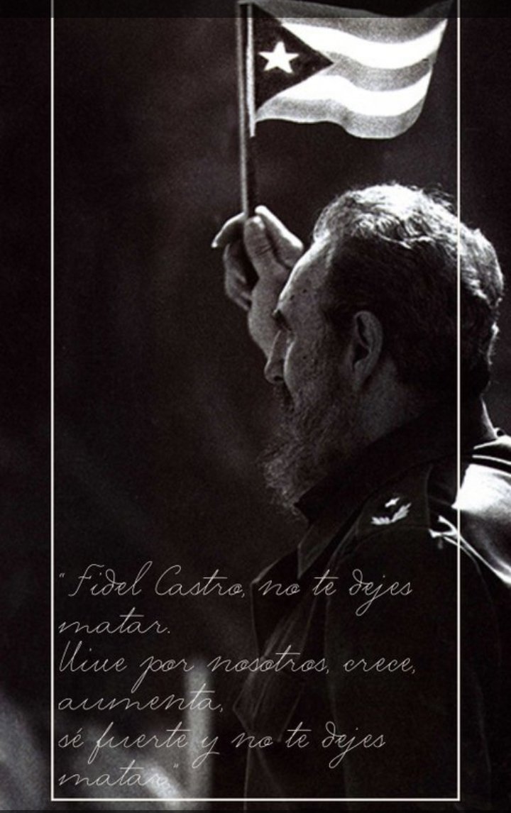 SoloGloritge3s's tweet photo. Fragmento del poema "Viva #FidelCastro" del autor Alfonso Sastre 

#FidelCastro, no te dejes
matar.
Vive por nosotros, crece, aumenta,
sé fuerte y no te dejes
matar.
#100AñosConFidel https://t.co/Xq6pzPlBc5