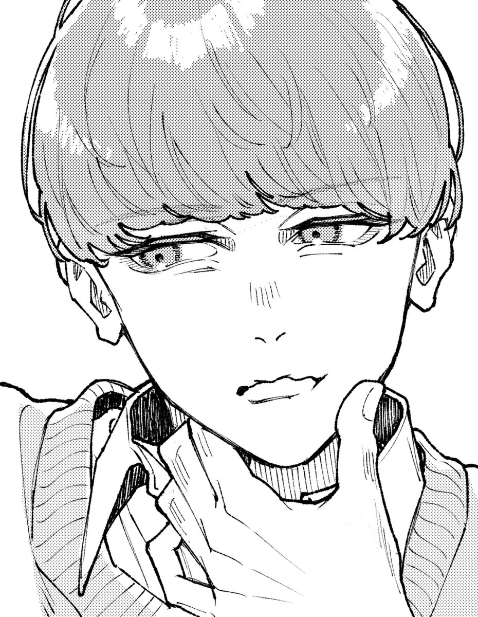 kanda_regenblau's tweet photo. 髪型シリーズ「マッシュルーム」
なぜかみんな不機嫌😢

正面の絵ってめっちゃ難しくないですか？
歪む歪む、左右対称に一生描けない… https://t.co/R84IWShLCx