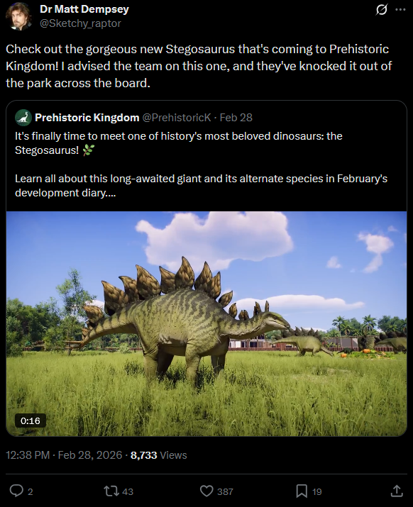 SnowyMoon69's tweet photo. @OurUrzeit @AethraDK That's... just how Stegosaurus' neck is like..? It's long and sort of thin? Matt Dempsey himself himself helped with the design in order to make it accurate. We don't need to larp Stegosaurus in order to say "PK design bad, JWE design good."
https://t.co/Ke5HIP3kDZ https://t.co/7EW3bpc83b