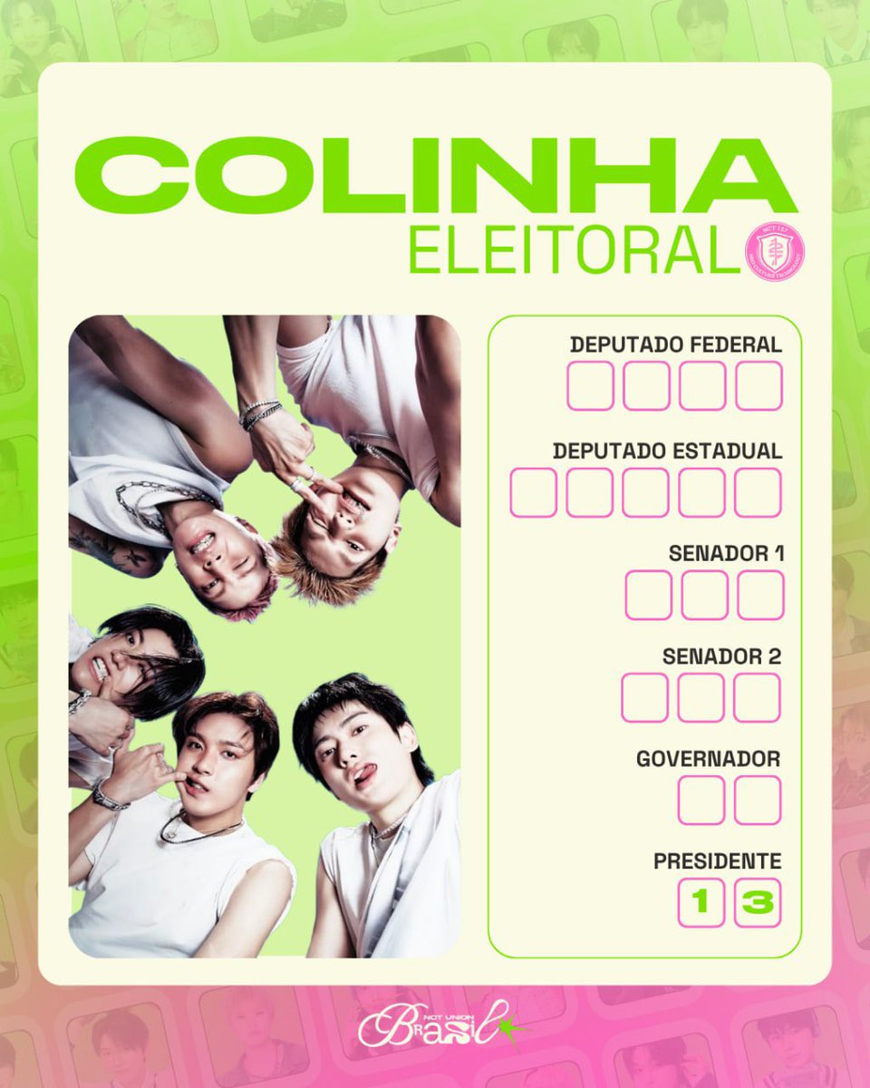NCTUNIONBR_'s tweet photo. Dia 04 de outubro está chegando e aqui estão as colinhas para vocês votarem consciente. 💚🇧🇷 https://t.co/z5UlWHJK6e