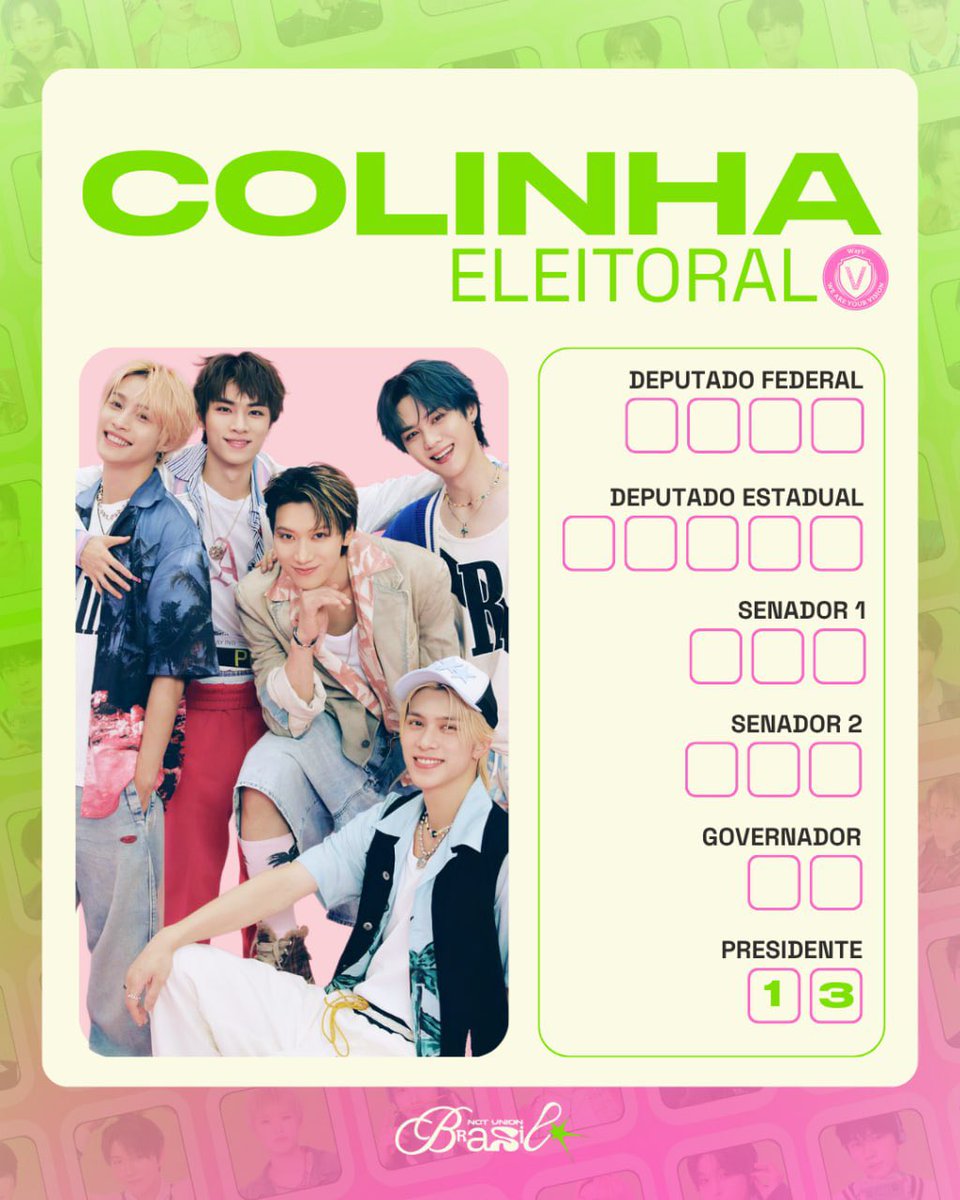 NCTUNIONBR_'s tweet photo. Dia 04 de outubro está chegando e aqui estão as colinhas para vocês votarem consciente. 💚🇧🇷 https://t.co/z5UlWHJK6e