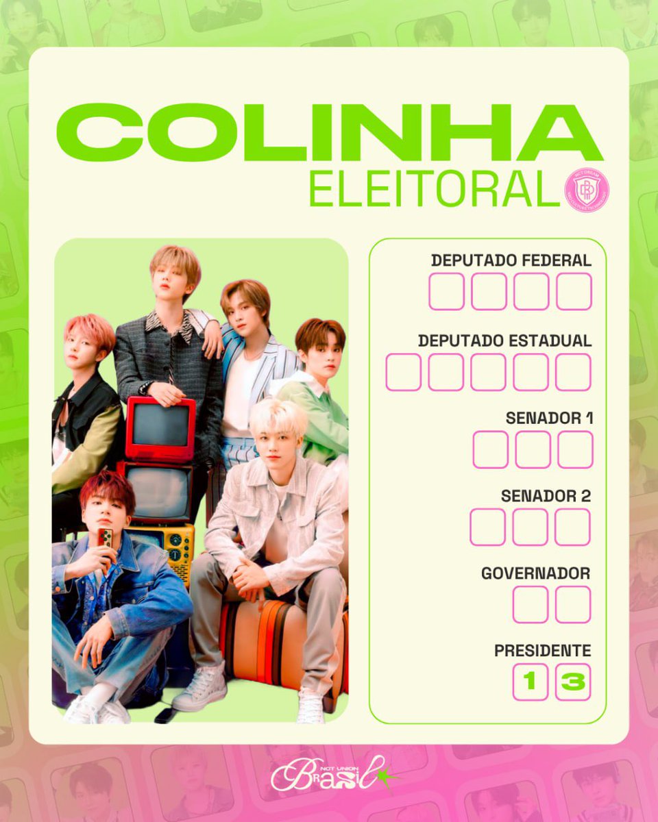 NCTUNIONBR_'s tweet photo. Dia 04 de outubro está chegando e aqui estão as colinhas para vocês votarem consciente. 💚🇧🇷 https://t.co/z5UlWHJK6e