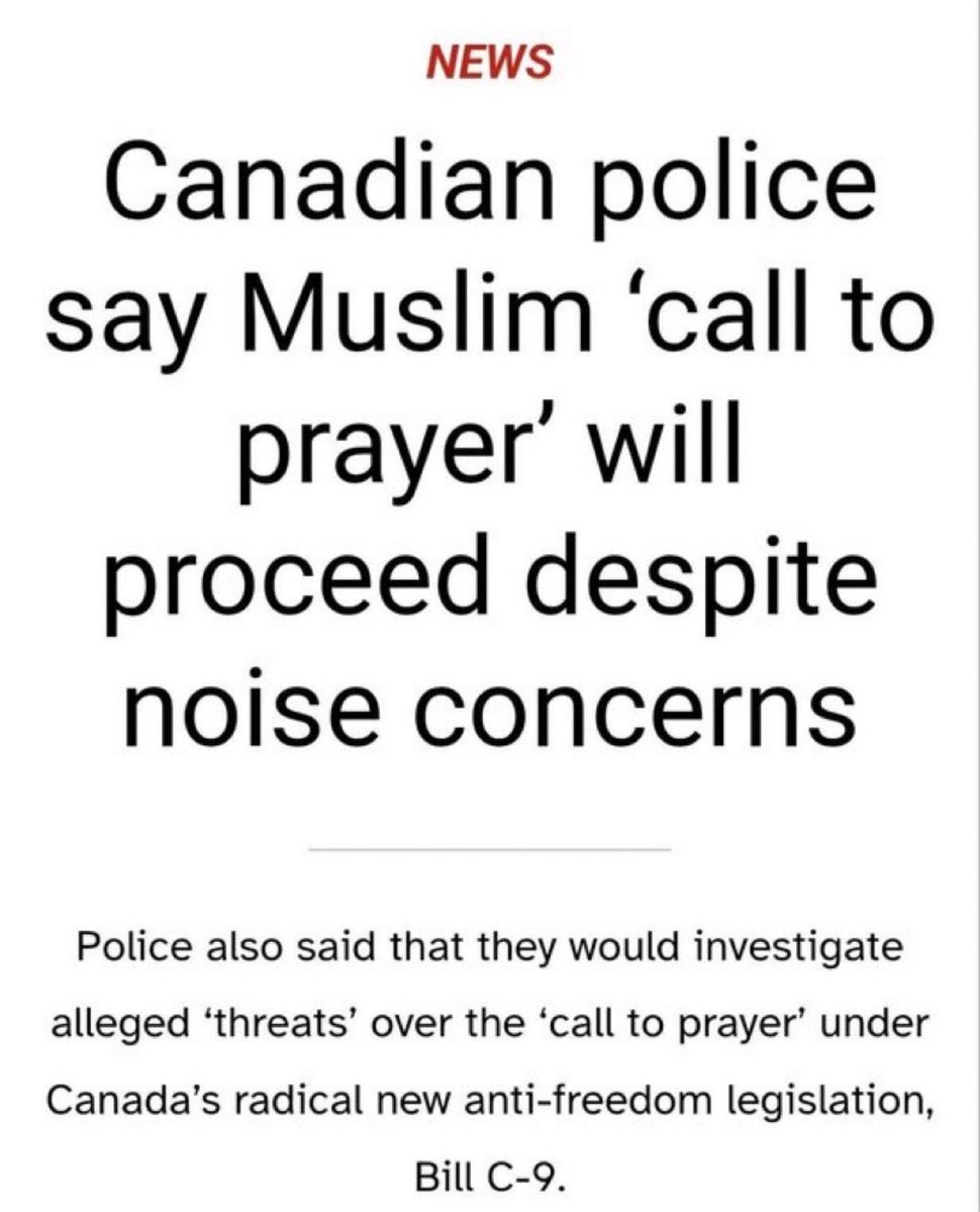 TheBuckYouWill's tweet photo. REMEMBER:

Muslim values are NOT Canadian values.

THIS SHIT IS 100% UNACCEPTABLE.

HERE’S A QUESTION:

When was the last time you heard the healing frequency of church bells?

THEY HAVE ALMOST ALL STOPPED.

(The ‘call to prayer’ is NOT religious freedom like some retards will claim - it is intimidation and it is 100% unnecessary for religious adherence.)