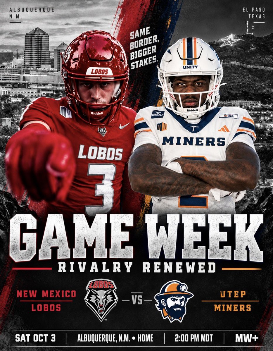 TheHowlLine's tweet photo. 🐺🔴 IT’S GAME WEEK, LOBO NATION — AND IT’S A CHERRY OUT.

UTEP is coming to Albuquerque, the rivalry is renewed, and we need 30,000+ in University Stadium.

Wear cherry. Get loud. Bring everybody.

Let’s PACK THE HOUSE and show the Lobos we’ve got their backs. 🔥

#GoLobos #LoboNation #TheHowlLine #CherryOut #DesertDuel