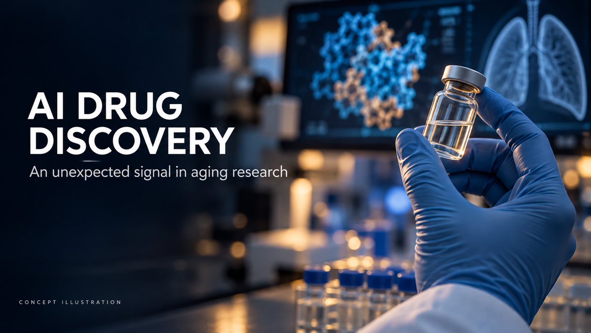 LeverraX's tweet photo. An AI-designed lung drug produced an unexpected signal: patients’ blood proteins started looking “younger.”

Insilico Medicine’s experimental drug, rentosertib, is being developed for pulmonary fibrosis.

Researchers analyzed data from 42 patients using six biological aging clocks. These estimate age from patterns in blood proteins. Treatment shifted the estimates toward younger ages, with the clearest signal at four weeks.

That’s worth paying attention to. But it doesn’t mean patients literally became three years younger.

The study cannot yet tell whether the changes reflect an effect on aging itself or the treatment of lung disease. It also doesn’t establish longer life.

What interests me is that AI-assisted drug discovery is producing candidates we can study in actual patients—and findings that raise new questions beyond the original disease.