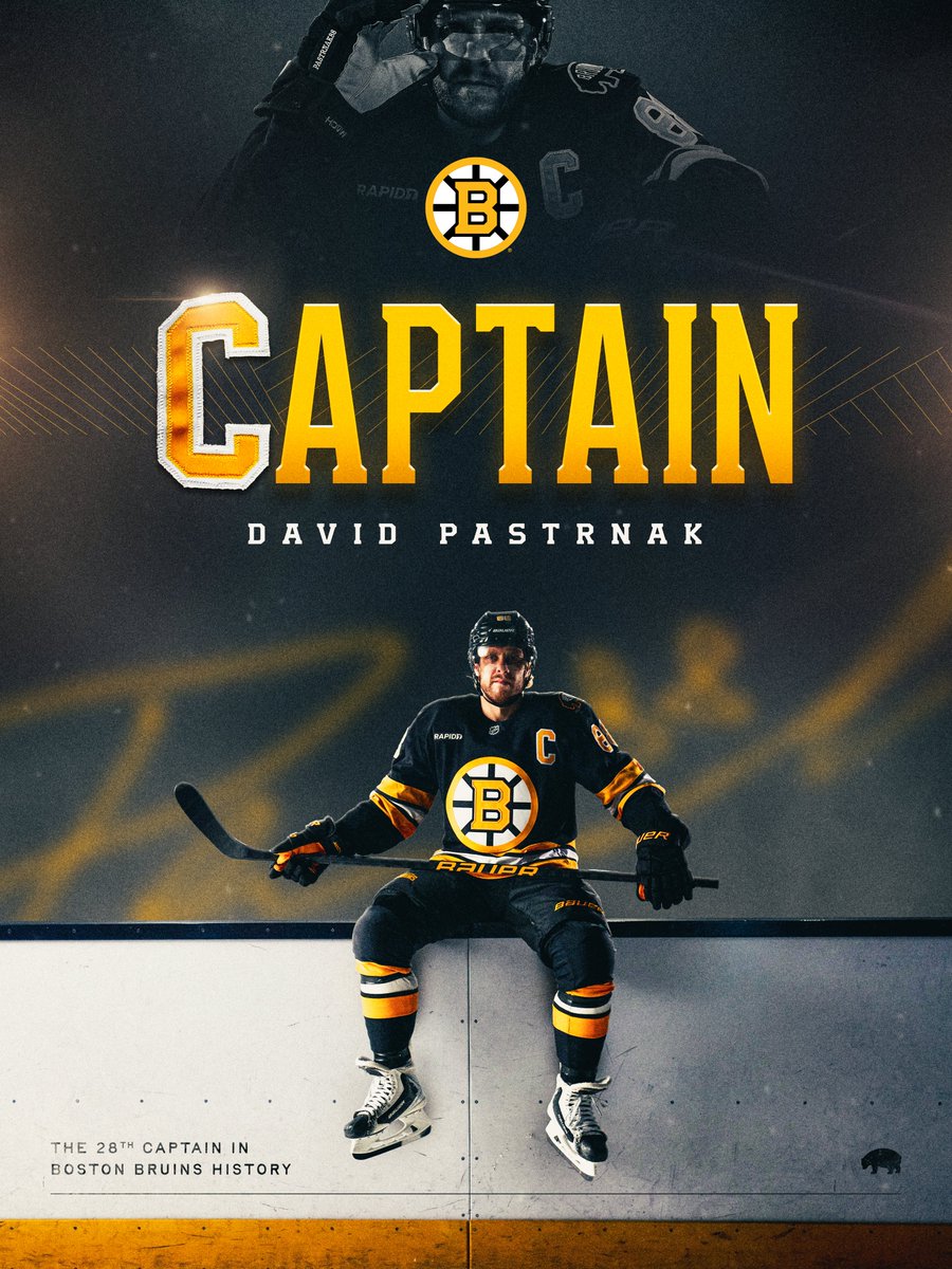NHLBruins's tweet photo. Serving up the 'C'

David Pastrnak is the 28th Captain in #NHLBruins history.

📰: https://t.co/gsHiCECie8 https://t.co/nTuuehx0Z0
