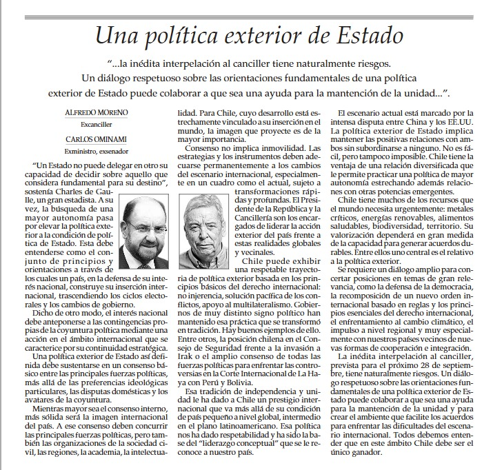 PaulinaAstrozaS's tweet photo. Quiero felicitar a Alfredo Moreno y Carlos Ominami por esta excelente columna. Me parece muy bien que dos liderazgos de sectores muy distintos ideológicamente, estén de acuerdo en este punto.

Quiero detenerme en la frase de De Gaulle con la que parte. Reconociendo la seriedad y estudios de ambos, esta frase y su autor no es baladí (sigue)