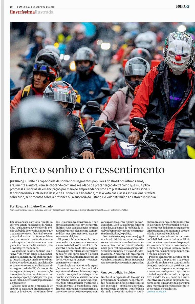 elida_graziane's tweet photo. Melhor leitura que fiz nos últimos dias. Recomendo fortemente este texto da Rosana Pinheiro-Machado publicado hoje no caderno Ilustríssima da Folha https://t.co/v9LJTSpREH