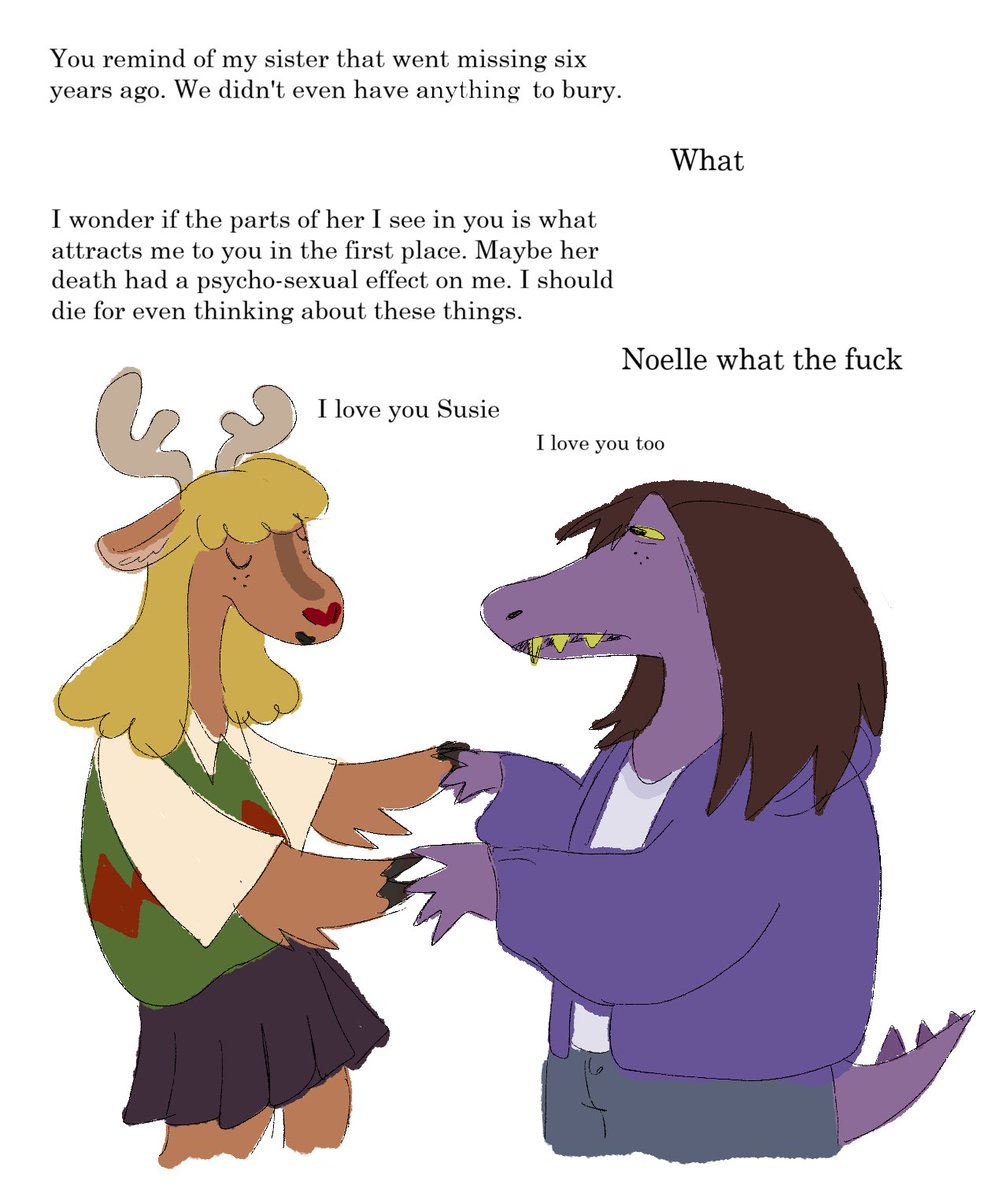 zoltaryba's tweet photo. #suselle stupid noelle susie isn't even a deer smh 🙄 https://t.co/d27LhXcYHy